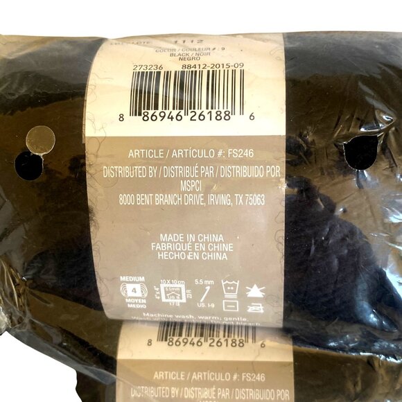 6 Skeins Loops & Threads Wool To Wash Yarn - Medium Weight Black New NIP - Picture 6 of 13